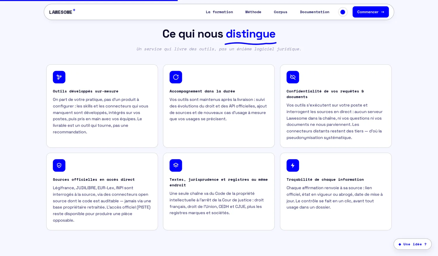 La méthode : on comprend le cabinet, on construit ce qui manque, on intègre au poste de travail, on fait vivre.